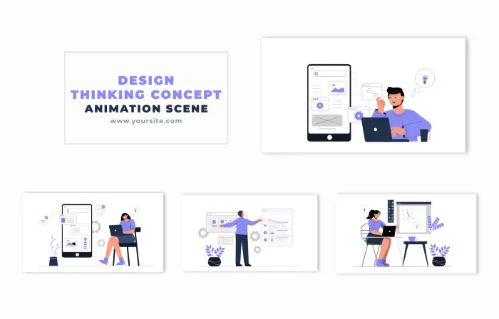 Creative Designer Working Flat Character Animation Scene